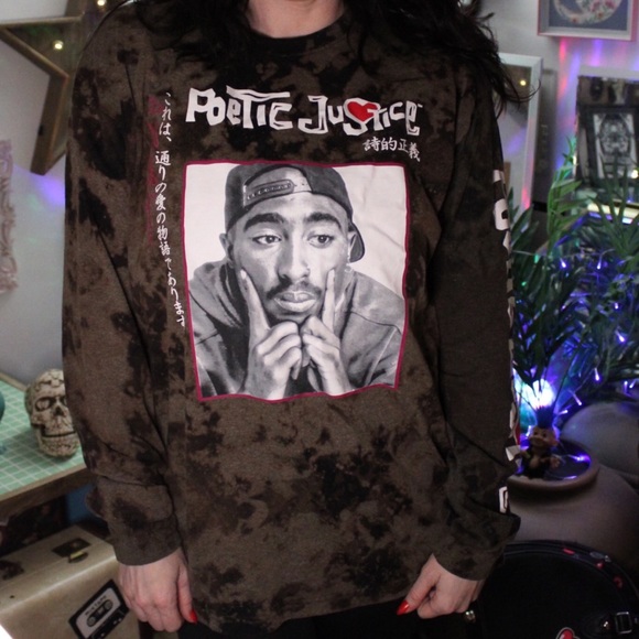 Upcycled bleached t-shirt - Tupac - Poetic Justice - Picture 6 of 6